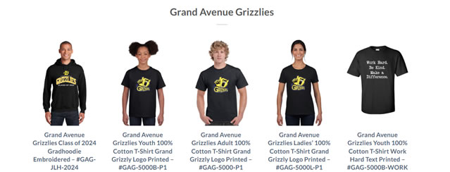 Grand Ave Grizzlies Spirit Wear